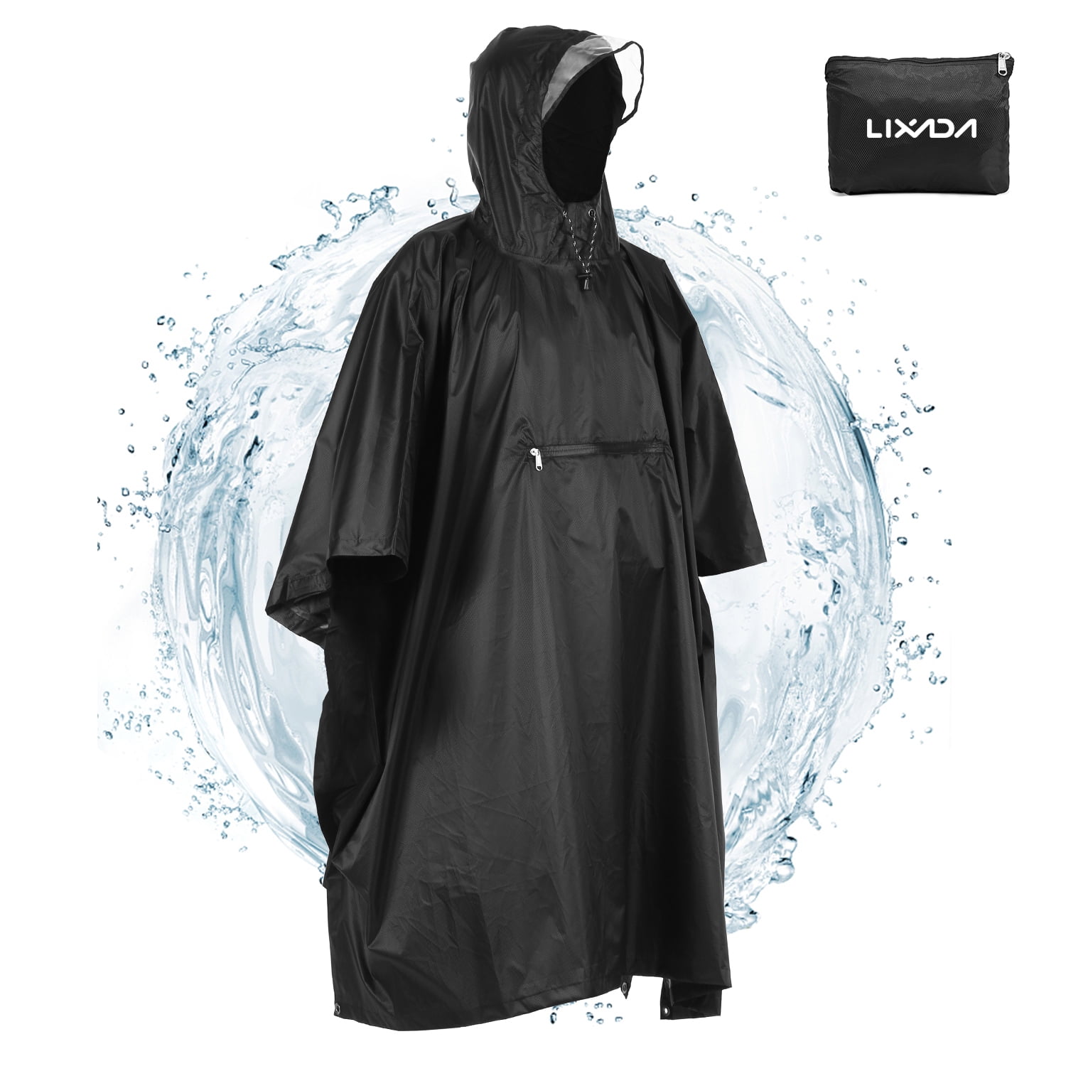 Lixada Hooded Rain Poncho Waterproof Raincoat Jacket Cycling Rain Cover for  Outdoor Camping Hiking Fishing 