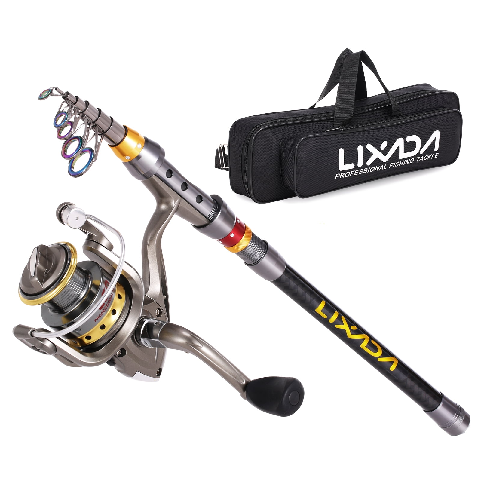 Lixada Lixada Telescopic Fishing Rod and Reel Combo Full Kit Carbon Fiber Fishing Rod Pole + Fishing Reel + Fishing Tackle Carrier Bag Case Fishing Gear Set