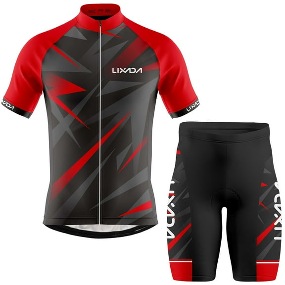 Lixada Men Cycling Jersey Breathable Short Sleeve Bike Shirt and Padded Shorts MTB Clothing Suit