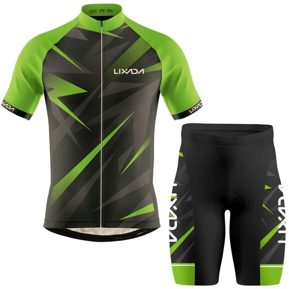 Lixada Men Cycling Jersey Breathable Short Sleeve Bike Shirt and Padded Shorts MTB Clothing Suit