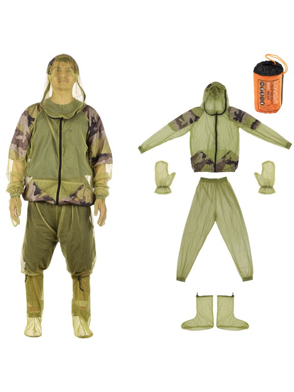 Lixada  Mosquito Repellent Suit Bug Jacket Mesh Hooded Suits Fishing Camping Jacket Protective Mesh Shirt Gloves Pants