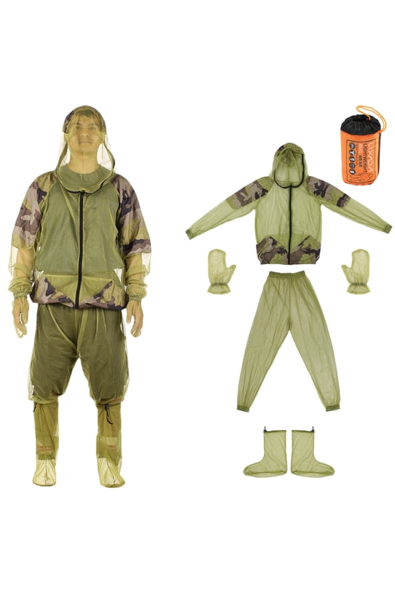Lixada Mosquito Repellent Suit Bug Jacket Mesh Hooded Suits Fishing Camping Jacket Protective Mesh Shirt Gloves Pants