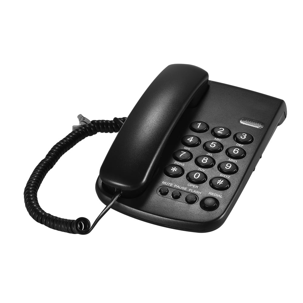 Lixada Portable Corded Telephone Phone Pause/ Redial/ Flash/ Mute Mechanical Lock Wall Mountable Base Handset for House Home Call Center Office Company Hotel(Black)