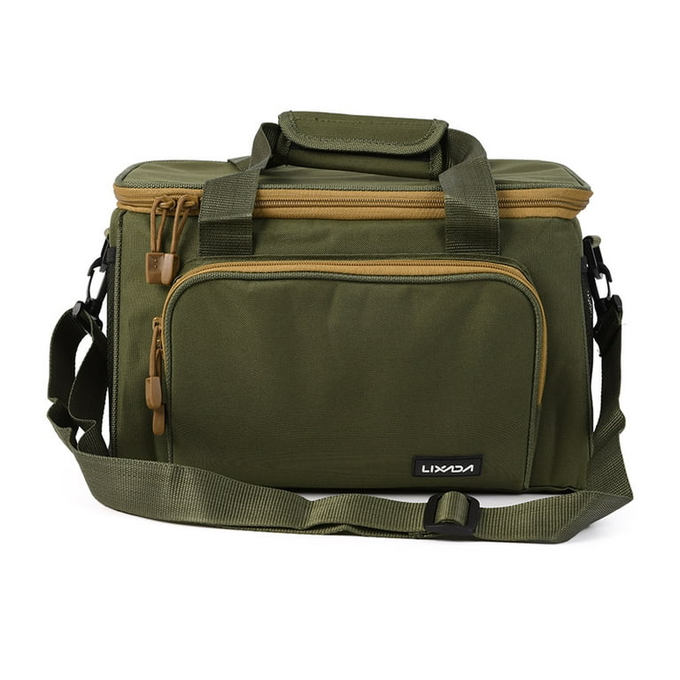 Lixada Portable Multifunctional Canvas Fishing Shoulder Bag Pack Fishing Tackle Bag Fishing Lure Reel Bag Pouch Case, Size: 40, Green