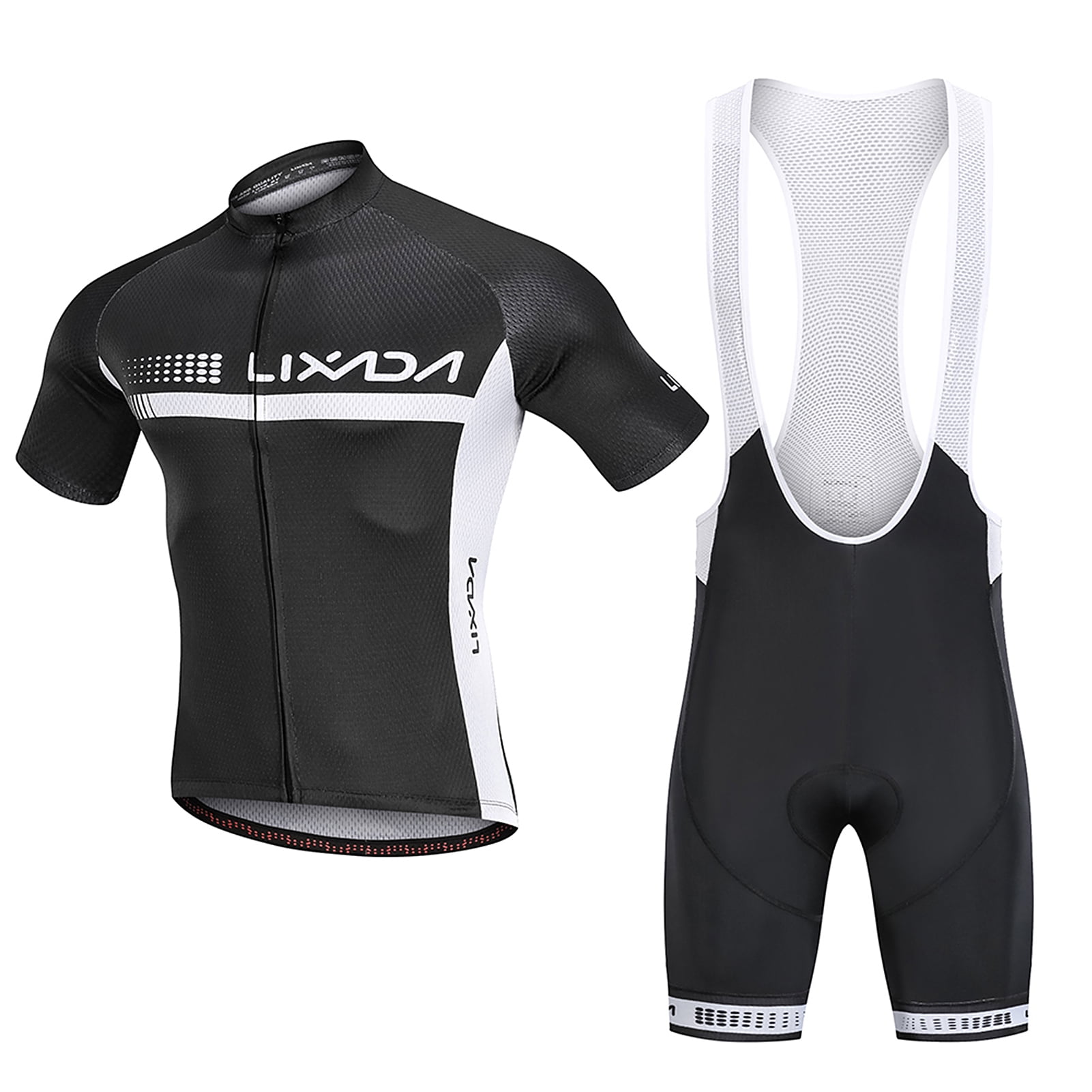 Lixada Summer Cycling Jersey Set Short Sleeve Shirt and Padded Bib