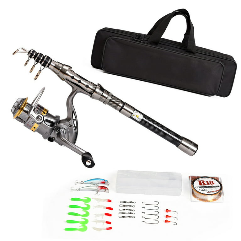 Lixada Telescopic Fishing Rod and Reel Combo Full Kit Spinning Fishing Reel,  Gear Organizer Pole Set with 100M Fishing Line, Lures, Hooks, Jig Head and  Fishing Carrier Bag Case Fishing Accessories 