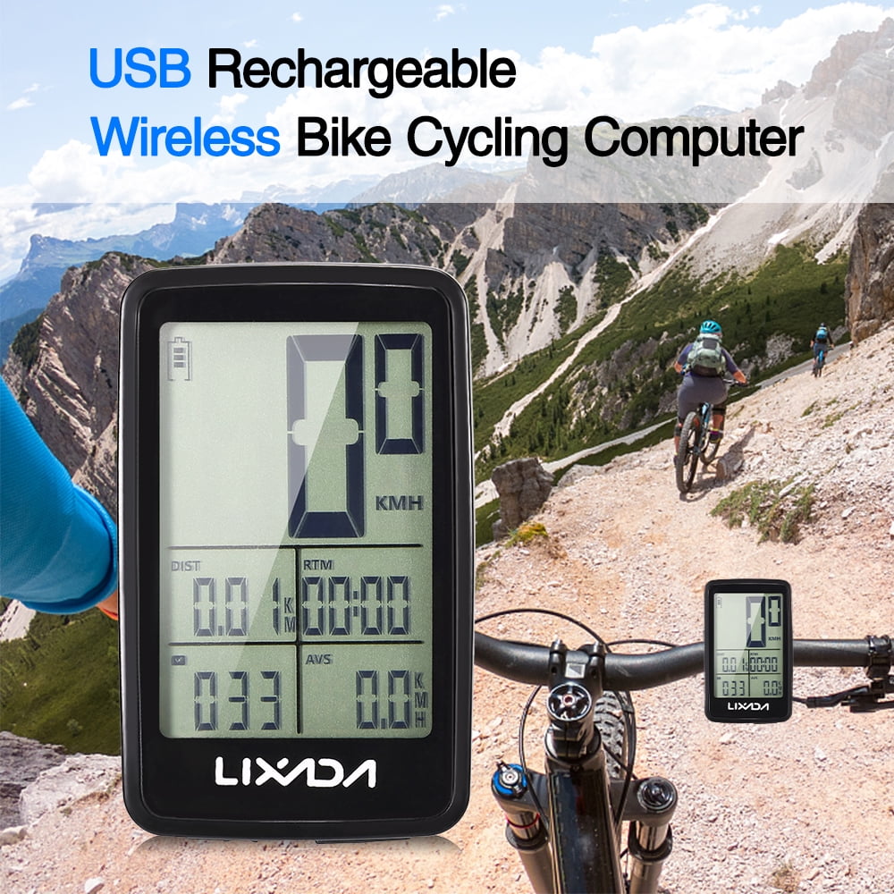 Lixada USB Rechargeable Wireless Bike Cycling Computer Speedometer Odometer