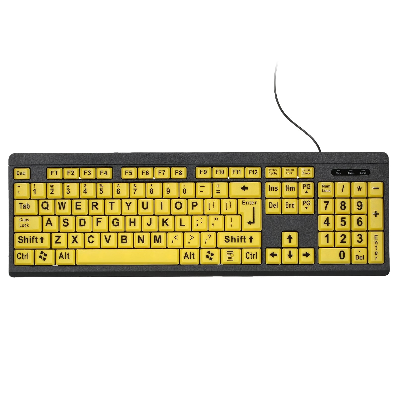 Lixada USB Wired Keyboard Large Print High Contrast 104 Keys for Low Vision Old Men Computer Use