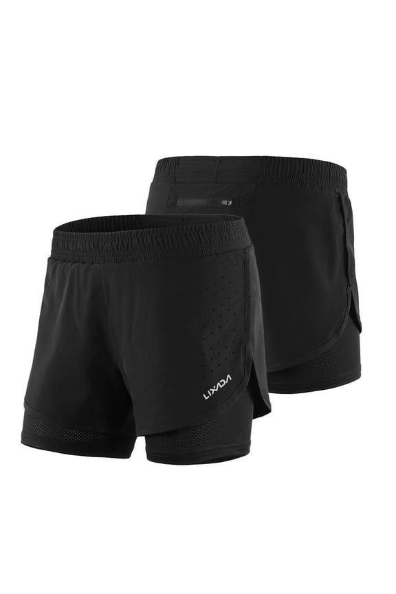Lixada Women 2-in-1 Running Shorts Quick Drying Breathable Active Training Exercise Jogging Cycling Shorts with Longer Liner