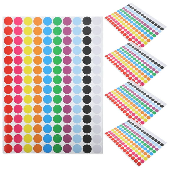 5 Sheets Round Dot Stickers Colored Circle Label Dots Coding Decals for Organizing and Crafting