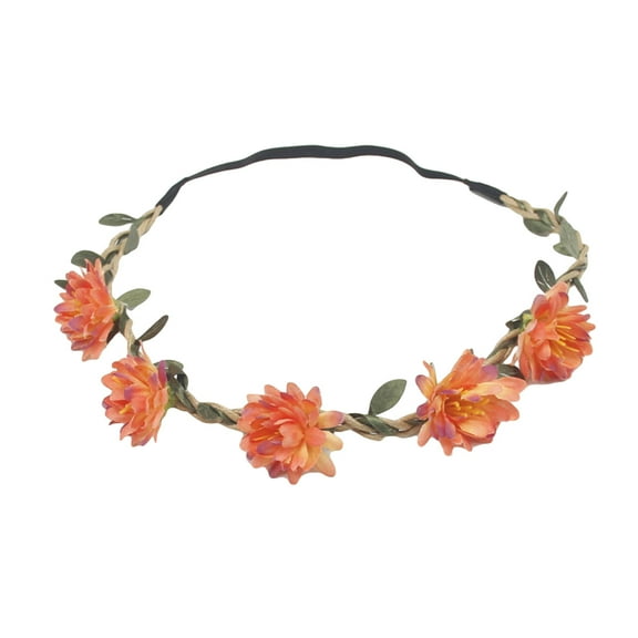 Lixi Dasiy Flower Headband Bohemia Floral Crown Garland for Beach Party Vacation Photography (D Dark Orange)