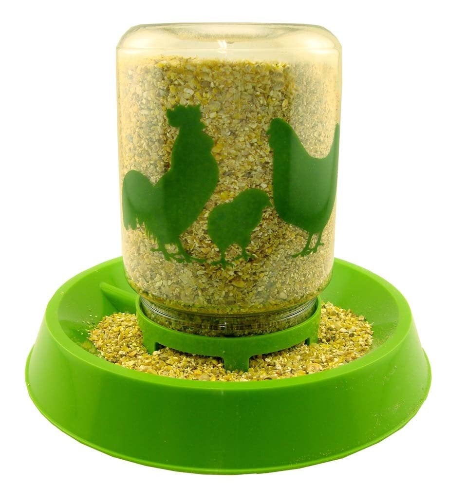 Green Plastic Reversible Chicken Feeder and Waterer 64oz