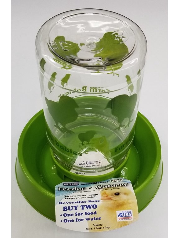 Happy Home Baby Chick Feeder and Waterer, BPA-Free Plastic, 32 oz, Green