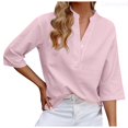 thumbnail image 1 of Lixiuxyad 3/4 Sleeve Women's Top Casual Loose Round Neck T Shirt Cute Solid Color Long Version Top Basic Tee,Pink XL, 1 of 7