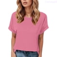 thumbnail image 1 of Lixiuxyad A Fashionable And Casual Round Neck Solid Color Short Sleeved T Shirt For Ladies Summer Tee Shirts,Pink XL, 1 of 5