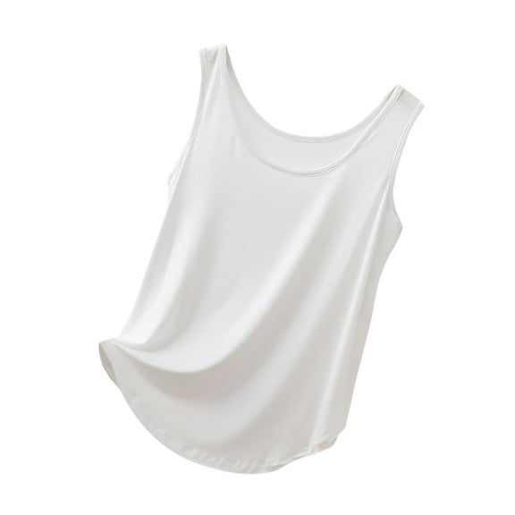 Lixiuxyad Adjustable Strap Tank Tops Women's Casual Round Neck Camisole Tank Top For Home And Leisure Wear Comfortable Stretchy Soft Basic Layering Piece(White XXL)