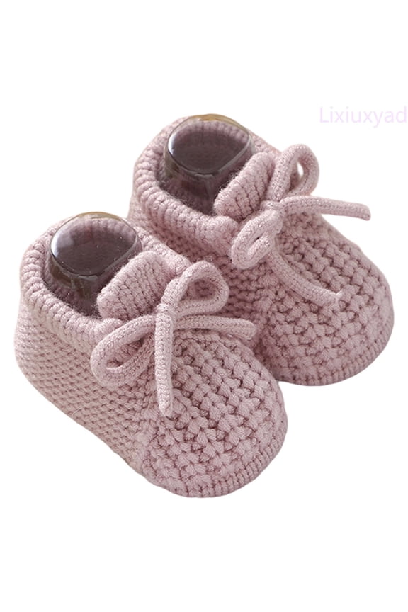 Baby Girls First Walking Shoes Soft Sole Knit Booties With Bow For Infant Toddler Winter Indoor Outdoor Suitable For 0 12 Months Sports Kids Sneakers Sizes 3(Toddler 0-3 Months)