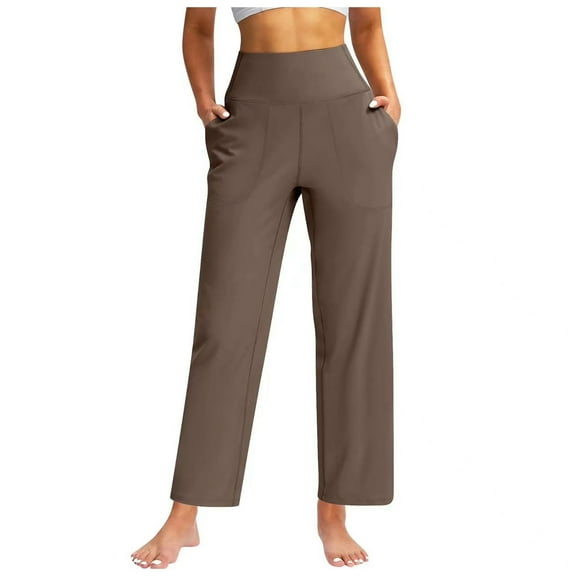 Lixiuxyad Baggy Wide Leg Pants High Waist Yoga Pants For Women Solid Color Capri Leggings Stretchy Fitness Sports Cropped Tights Yellow