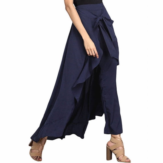 Lixiuxyad Baggy Wide Leg Pants Women's High Waist Wide Leg Pants High Waist Trousers Chiffon Pants Blue