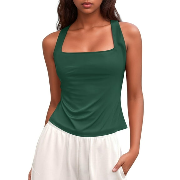 Lixiuxyad Basic Tank Top Women's Slim Fit Summer Tank Top Casual Sleeveless For Daily Wear(Green L)