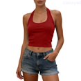 thumbnail image 1 of Lixiuxyad Basic Tank Tops For Women Fashion Sleeveless Slim Fit Camisole Top Built In Bra Support Backless Tank For Casual Wear,Red, 1 of 6