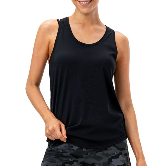 Lixiuxyad Basic Tank Tops For Women Women's Racerback Workout Tank Tops Breathable Lightweight For Running Yoga Gym & Summer Loose Fit Casual Wear(Black M)