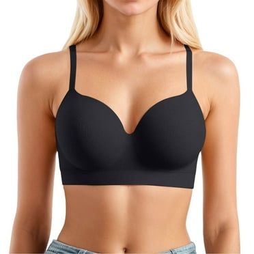 Lixiuxyad Big Bras Women's Comfortable And Transparent Shoulder Strap Cordless Backless Spongeless With Convertible Shoulder Straps