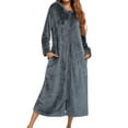 thumbnail image 1 of Lixiuxyad Big Comfy Robe Flannel Long Sleeve Robe With Hood And Zipper Couples' Sleepwear For Autumn And Winter, 1 of 6