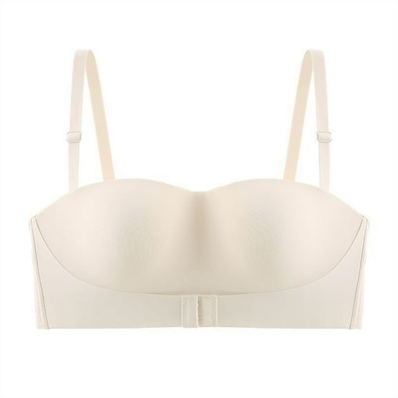 Lixiuxyad Bras Sports Women's Comfortable Strapless Gathering Non Wrapping Chest Glare Bra Back Front Button And Traceless Bra