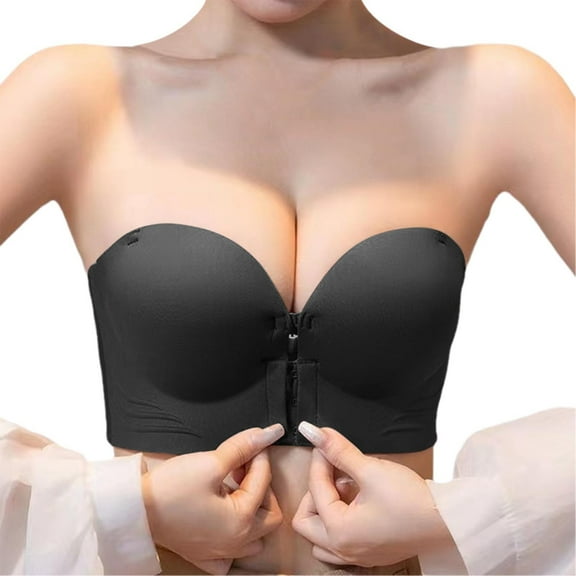 Lixiuxyad Bras for Women Strapless Women's Comfortable And Transparent Shoulder Strap Cordless Backless Spongeless With Convertible Shoulder Straps