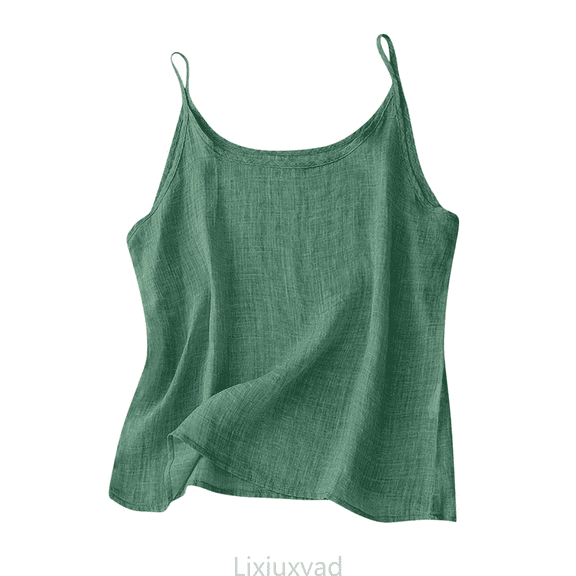 Lixiuxyad Built-in Bra Tank Tops A Retro Thin Slimming And Linen Inner Top Vest For Ladies,Green