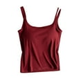 thumbnail image 1 of Lixiuxyad Built-in Bra Tank Tops Women Spring And Summer Outerwear With Integrated Threaded Shoulder Sling With Chest Pads And Vest(Red XL), 1 of 6