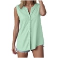 thumbnail image 1 of Lixiuxyad Built-in Bra Tank Tops Women's Casual V Neck Tank Top For Everyday Vacation Versatile Sleeveless Button Design For All Seasons(Green S), 1 of 5