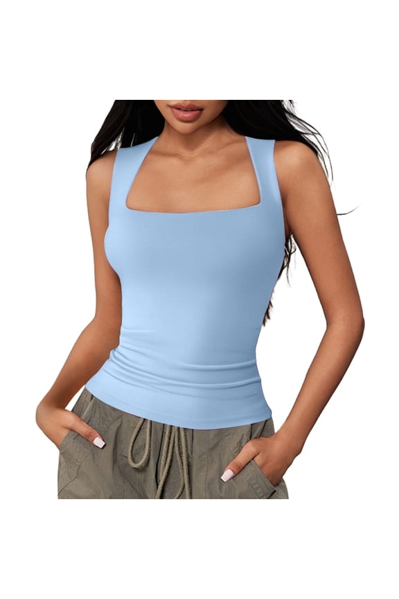 Built-in Bra Tank Tops Women's Tanks & For Everyday Wear Fitted Design And Style Perfect Pairing With Jeans Ideal For Summer Season(Blue XS)