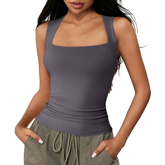 Lixiuxyad Built-in Bra Tank Tops Women's Tanks & For Everyday Wear Fitted Design And Style Perfect Pairing With Jeans Ideal For Summer Season(Gray XL)