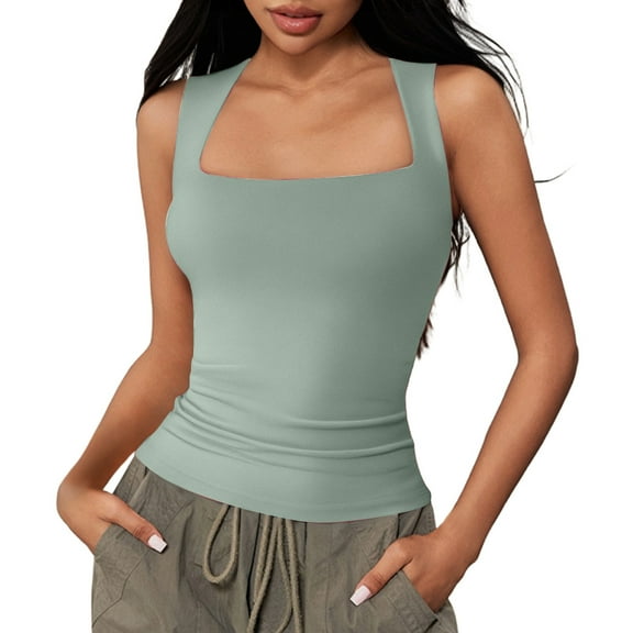 Lixiuxyad Built-in Bra Tank Tops Women's Tanks & For Everyday Wear Fitted Design And Style Pairing With Jeans Ideal For Summer Season(Green XL)