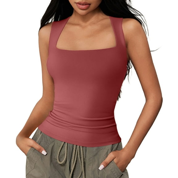 Lixiuxyad Built-in Bra Tank Tops Women's Tanks & For Everyday Wear Fitted Design And Style Perfect Pairing With Jeans Ideal For Summer Season(Red L)