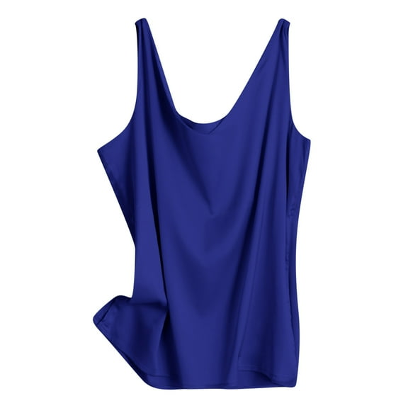 Lixiuxyad Built-in Bra Tank Tops Women's V Neck Sleeveless Satin Tank Top