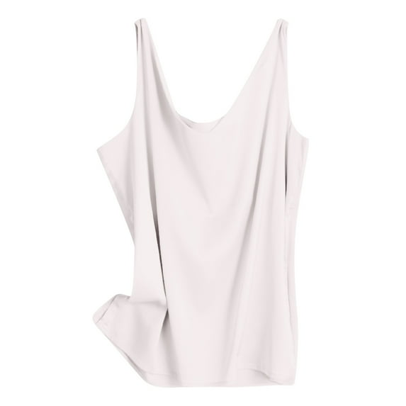 Lixiuxyad Built-in Bra Tank Tops Women's V Neck Sleeveless Satin Tank Top
