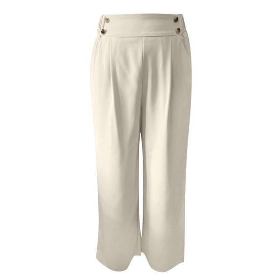 Lixiuxyad Business Casual Pants High Waist Flowy Casual Trousers Solid Color Long Pants With Dragging Hem For Everyday Comfort And Elegant Style Beige