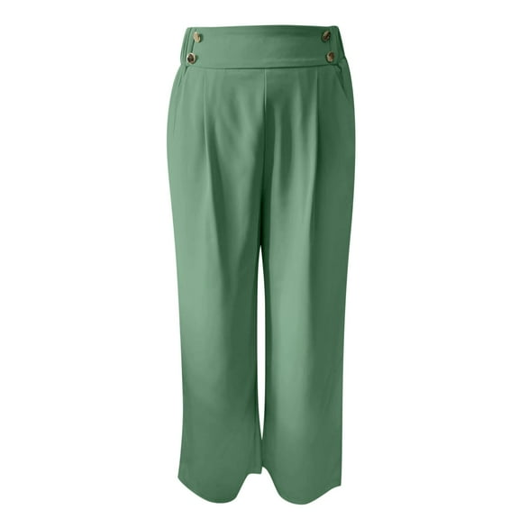 Lixiuxyad Business Casual Pants High Waist Flowy Casual Trousers Solid Color Long Pants With Dragging Hem For Everyday Comfort And Elegant Style Green