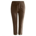 thumbnail image 1 of Lixiuxyad Business Casual Pants Solid Straight Pants Waist And Long Women Casual Elastic Drawstring Cotton Pants Brown, 1 of 5