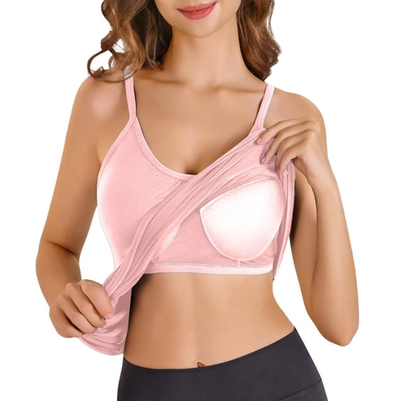 Lixiuxyad Cami Tank Top Camisole For Women Built In Bra Tank Tops Plus Size Flowy Adjustable Spaghetti Strap Tanks Pleated Loose Vest,Pink