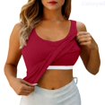 thumbnail image 1 of Lixiuxyad Cami Tank Top High Neck Long Sleeve Built In Bra Tank Top Seamless Slim Fit Camisole For Layering Comfortable Basic Shirt,Red, 1 of 7