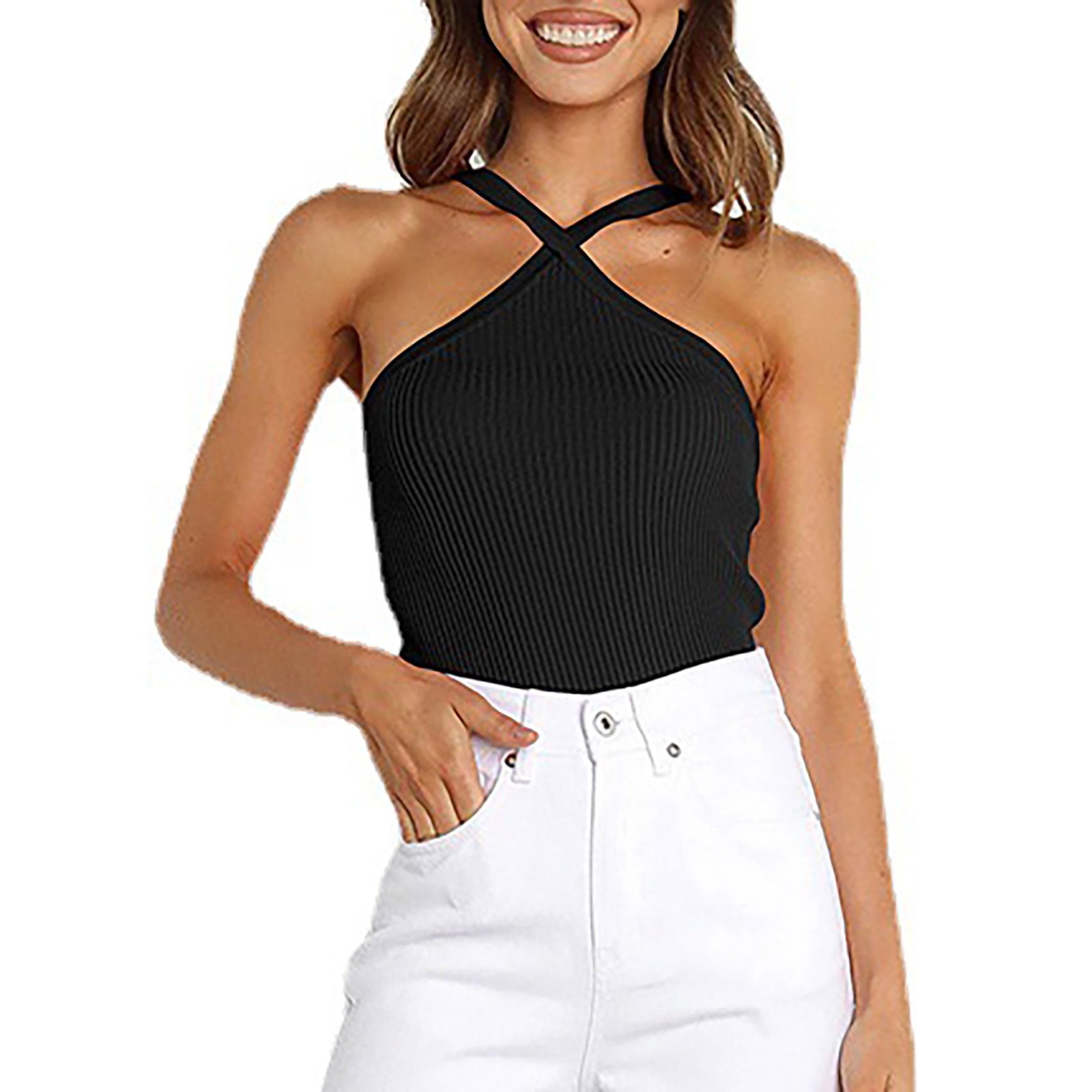 Lixiuxyad Cami Tank Top Ladies Fashion Sexy Casual Solid Color