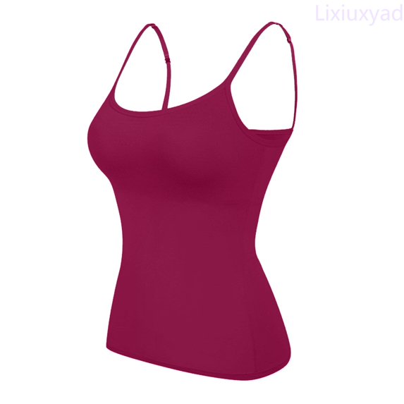 Lixiuxyad Cami Tank Top Women's Vest Pure Color Tube Top Camisole With Chest Pad Top Women's Summer Inner Wear Anti Light Wrap Chest Vest,Red