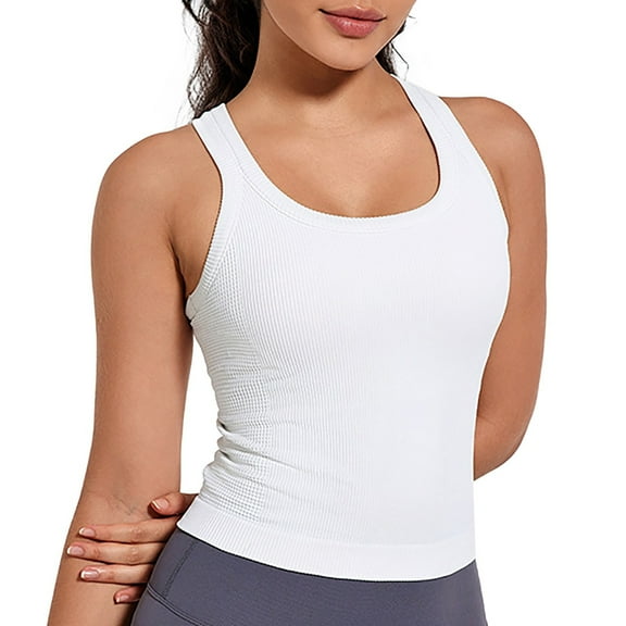 Lixiuxyad Camisole Casual Tanks Seamless Sports Tank With Narrow Racerback And Bust Design(White XL)