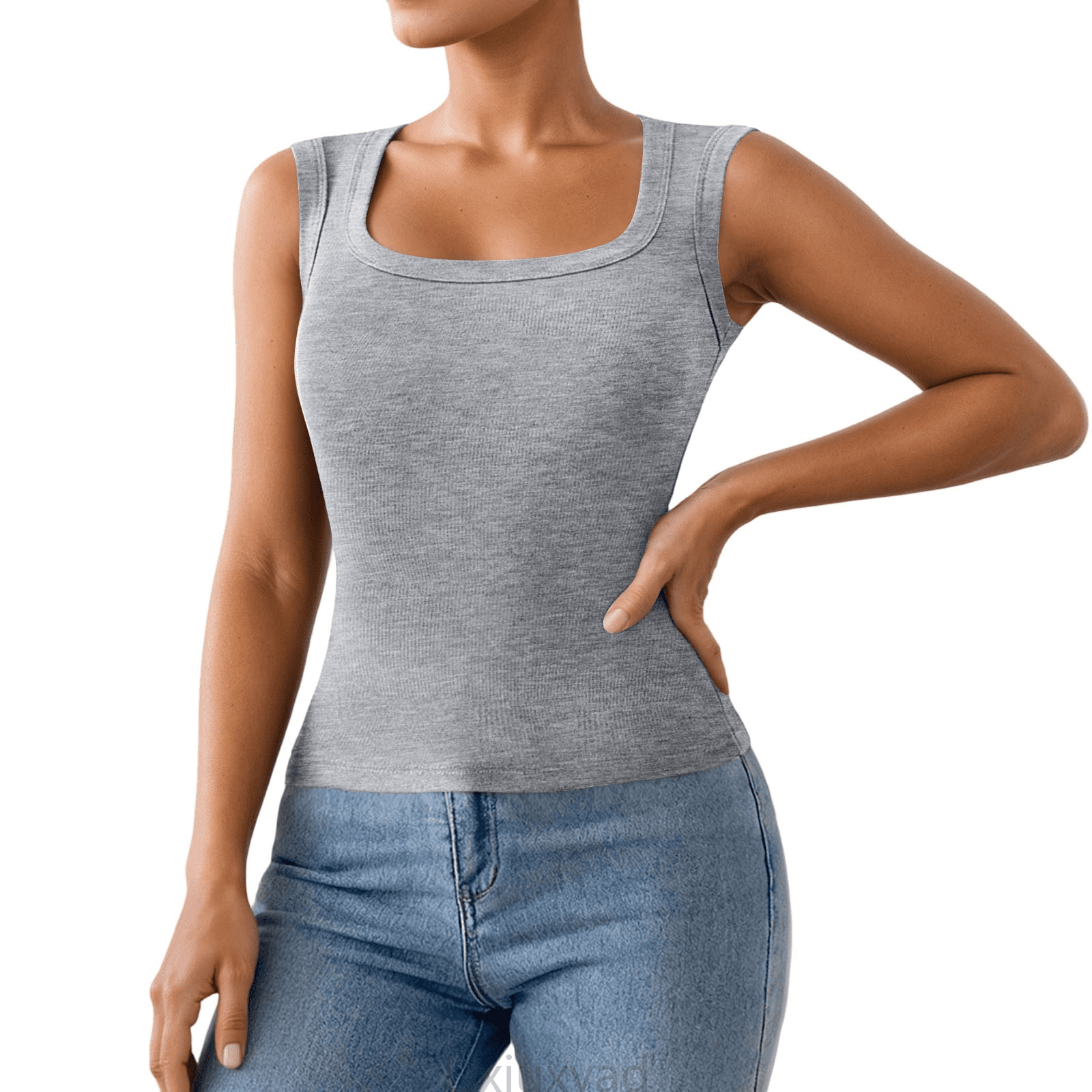 HALFTEE 3/4 Crew Neck Layering Shirt - Demi Cami For Women & Teens (Black, 3X)