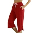 thumbnail image 1 of Lixiuxyad Cargo Pants for Women Women Fashion Solid Comfortable Casual Mid Waist Sport Pants Red, 1 of 6