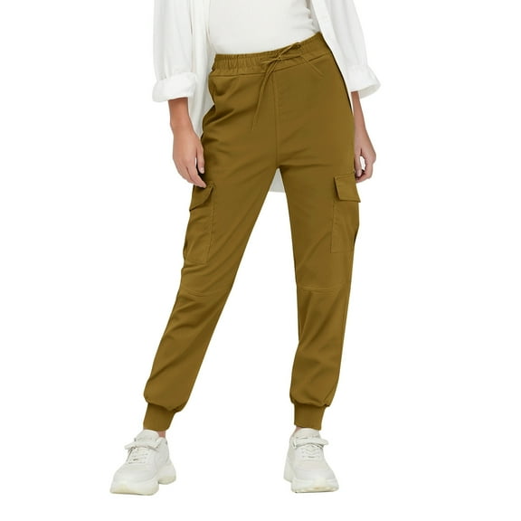 Lixiuxyad Cargo Pants for Women Women's Casual Solid Color Drawstring Pocket Pants Comfortable Trousers Yellow